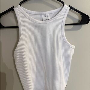 Zara Classic White Ribbed Tank Top